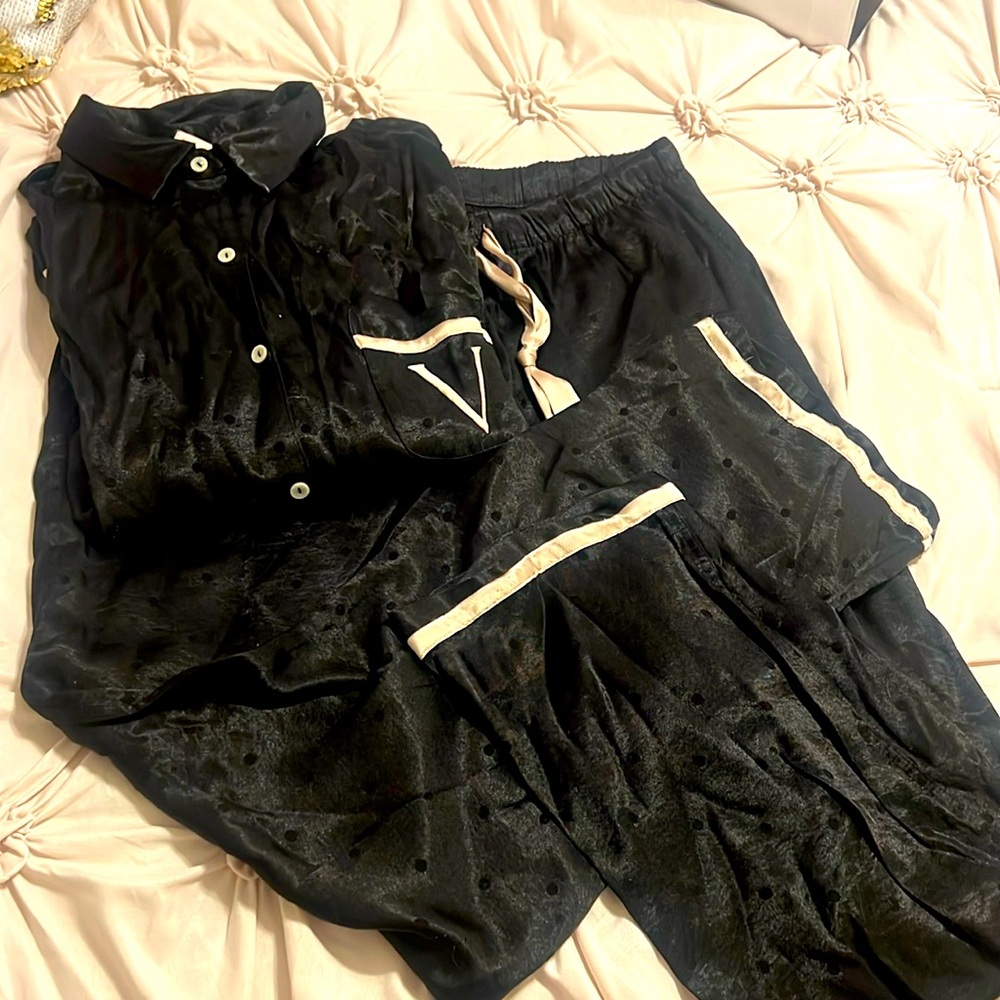 Satiny long sleeved PJ set